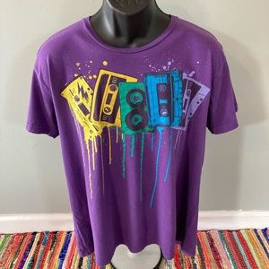 Graffiti Melting Cassette Tape Shirt Purple Large